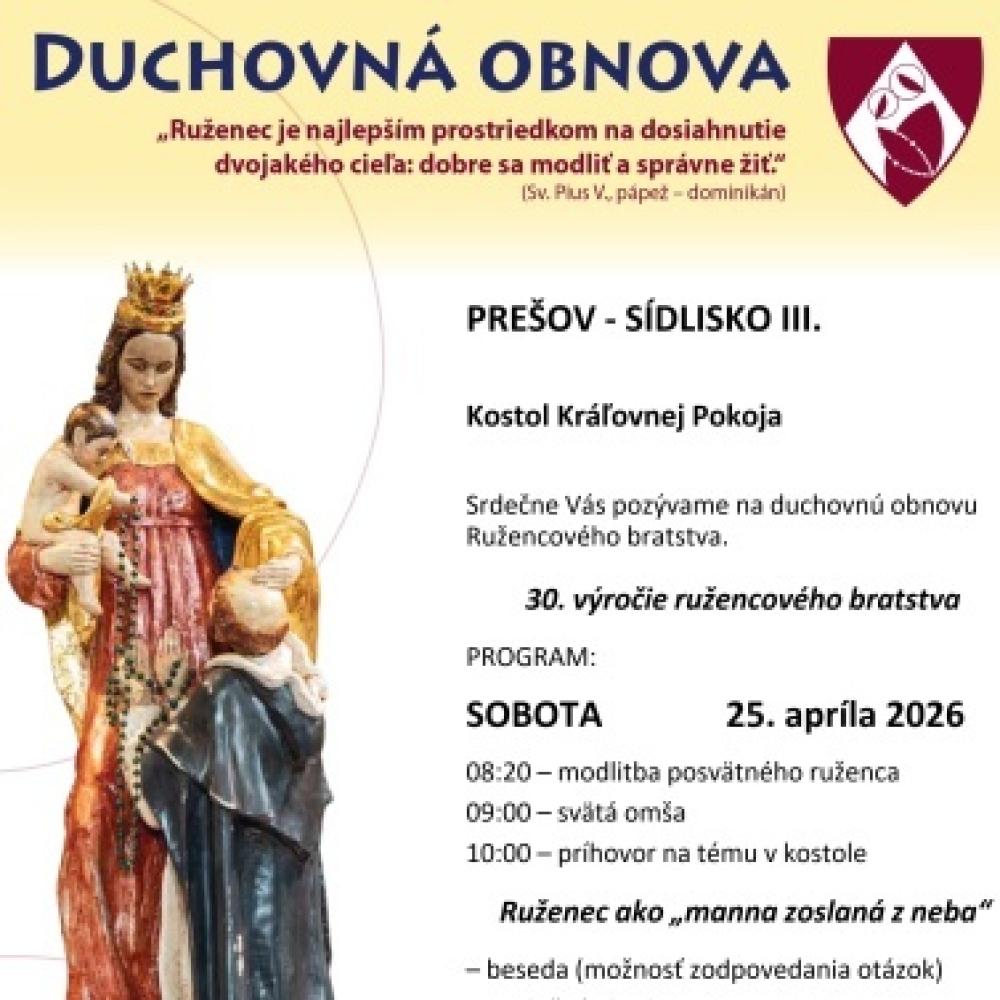 Duchovná obnova Ruženc. bratstvo 25.4.